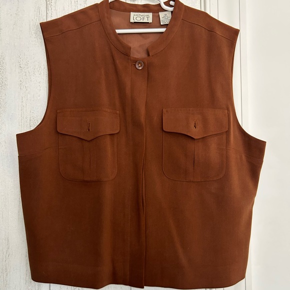 LOFT Jackets & Blazers - Anne Taylor Loft Brown Sleeveless Vest